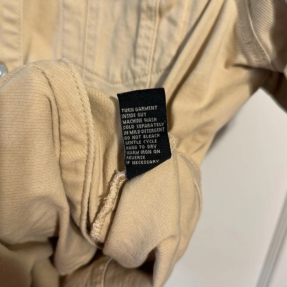 Denim Khaki Women’s Stretchy Short Sleeve Button Up Jacket Size Medium - Picture 7 of 9